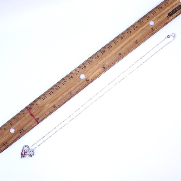 Felicia Design 925 Sterling Silver Heart Pendant Necklace Synthetic Rubies CZ - Picture 11 of 11